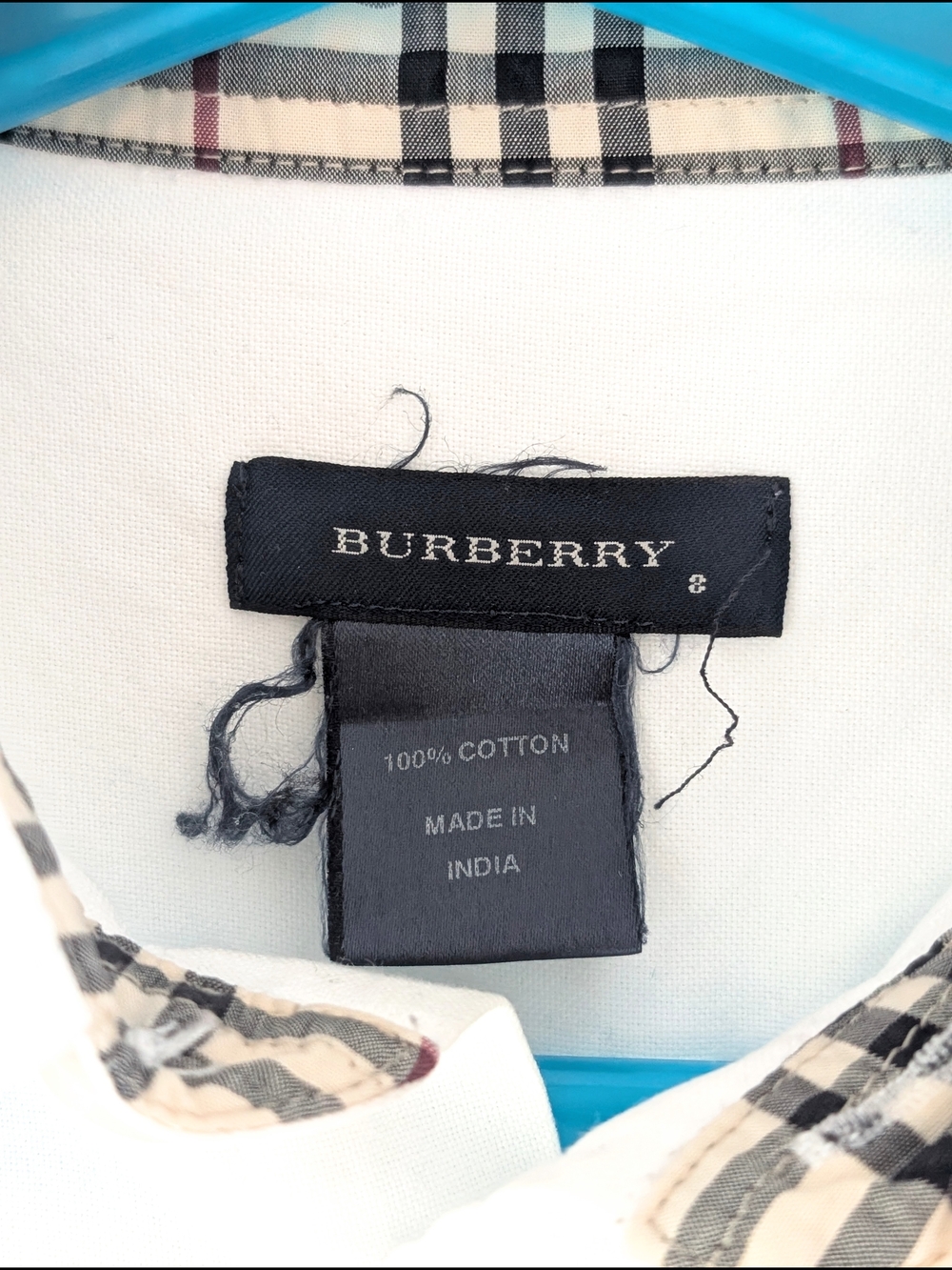 Burberry Boys White Cotton Button-Down Shirt | Classic Designer Preppy Size 8